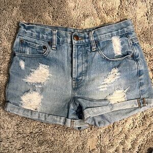 Gently Used Forever 21 Light Blue Distressed Jean Shorts
